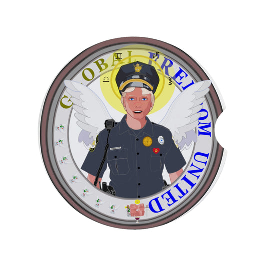 Ceramic Car Coaster GLOBAL FREEDOM UNITED© Archangel Michael As Policemen