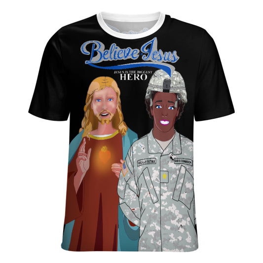 Women´s Black T-shirt Black GLOBAL FREEDOM UNITED© Jesus Christ For US American Hero Afro American Soldiers