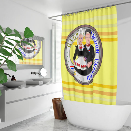 GLOBAL FREEDOM UNITED© Couple Nederland Yellow - Quick-drying Shower Curtain