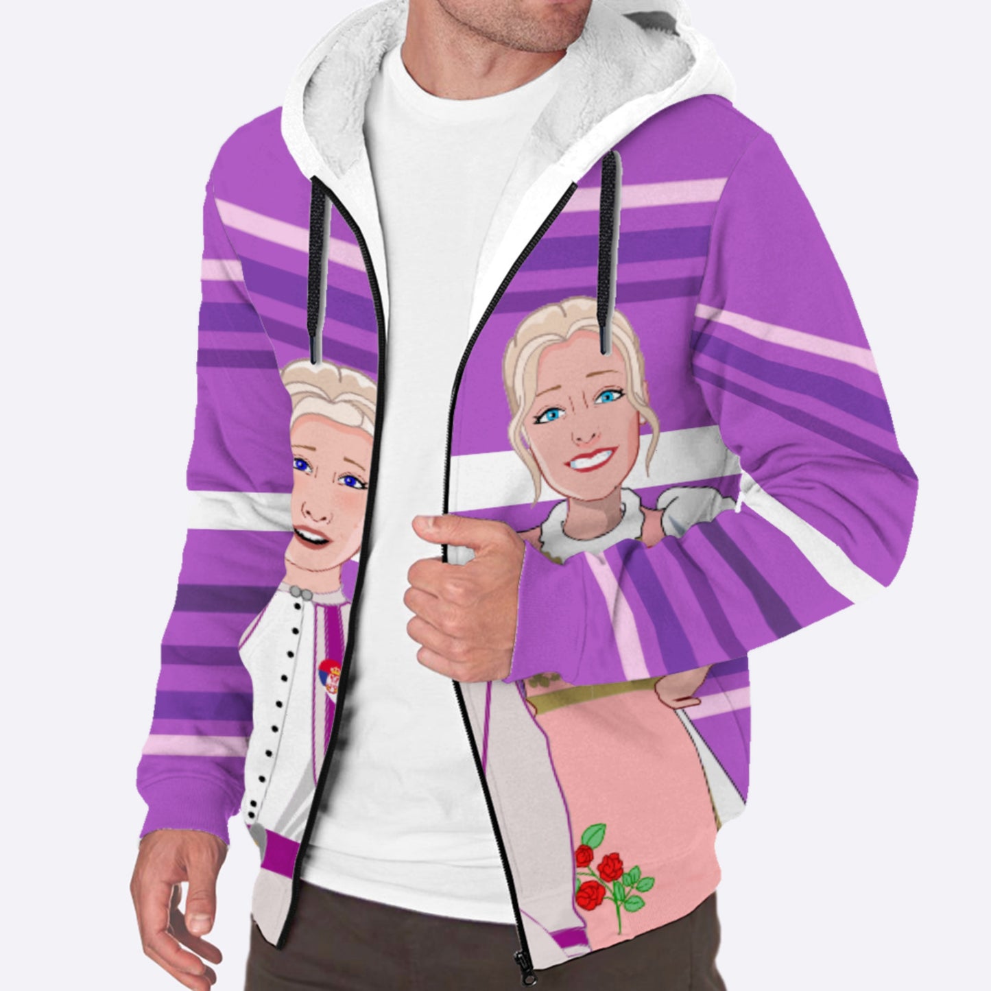 Plush Hoodie GLOBAL FREEDOM UNITED© Women Serbia & USA Lilac