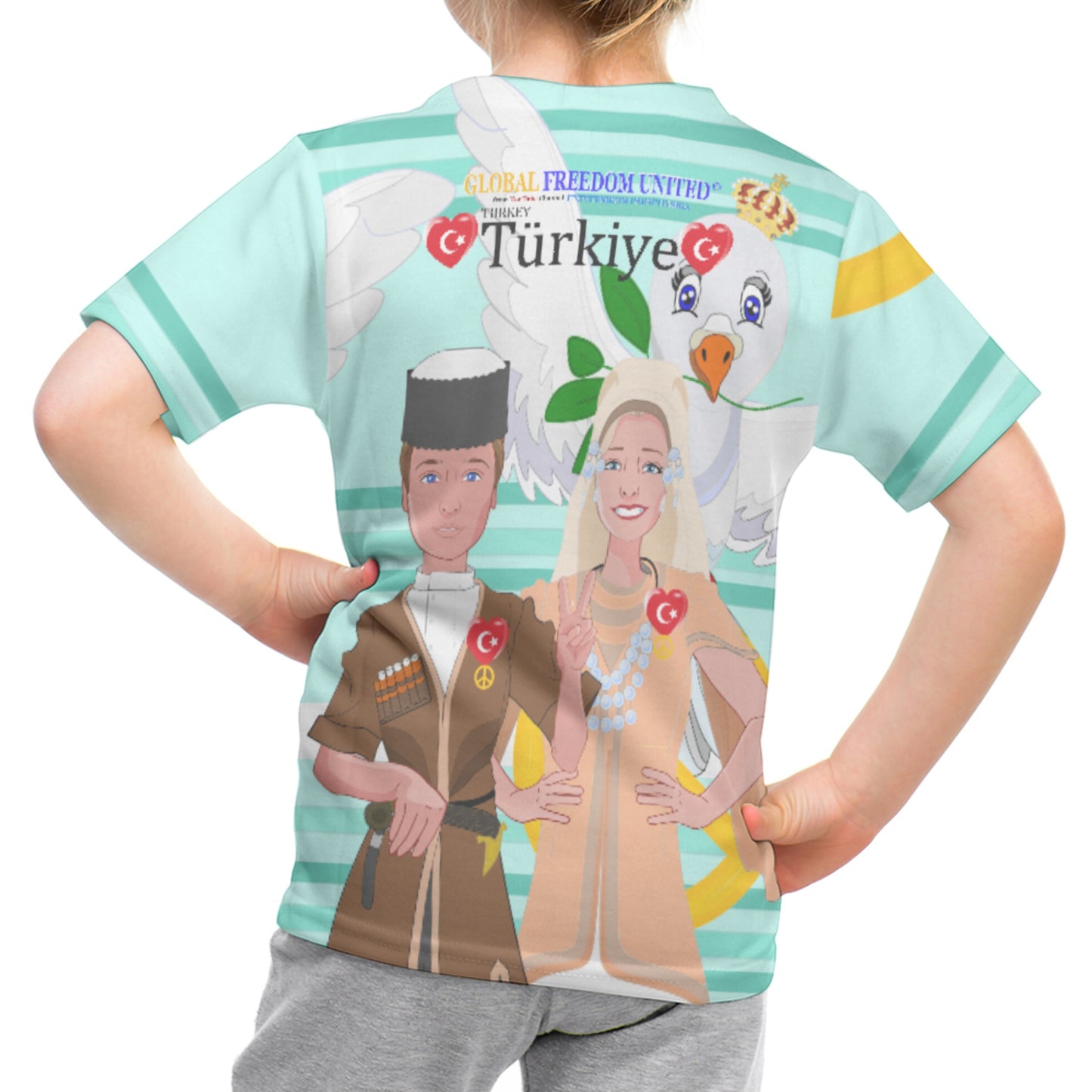 Kid´s T-shirt GLOBAL FREEDOM UNITED© Couple Turkey Light Green