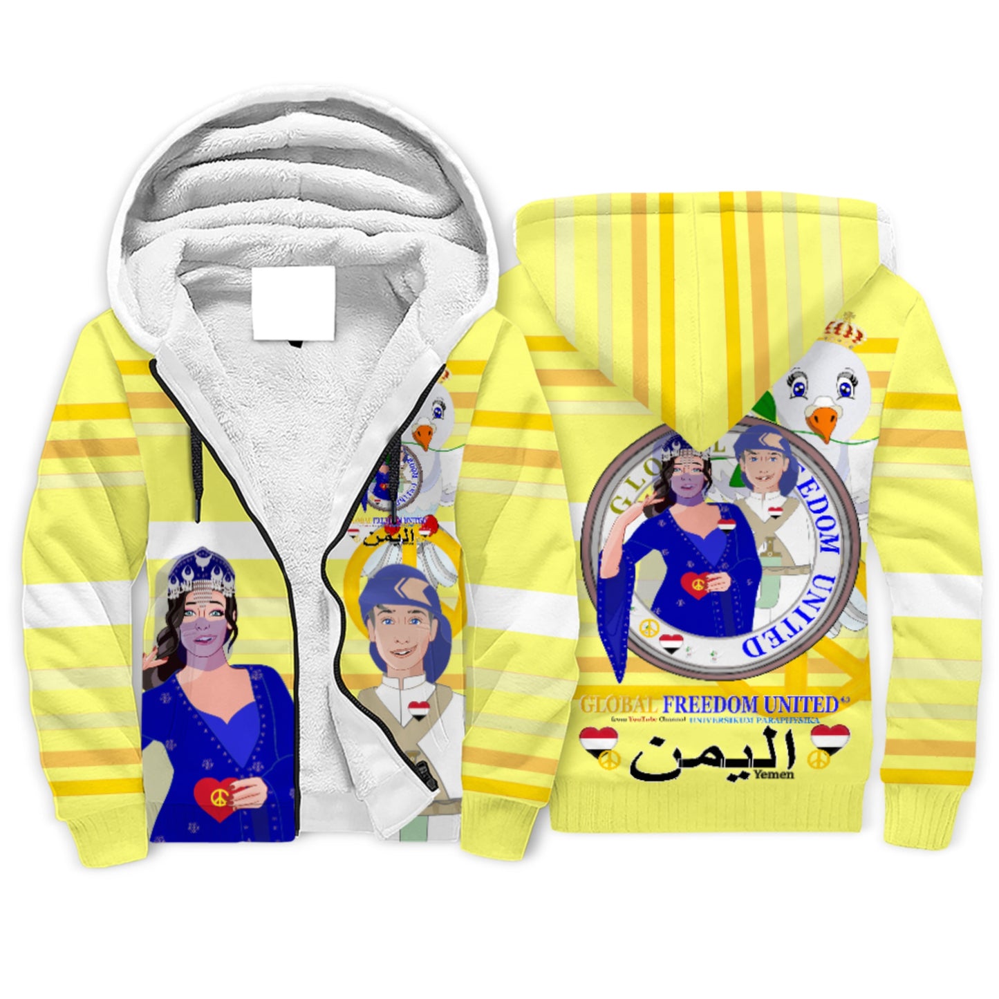 Plush Hoodie GLOBAL FREEDOM UNITED© Couple Yemen Yellow