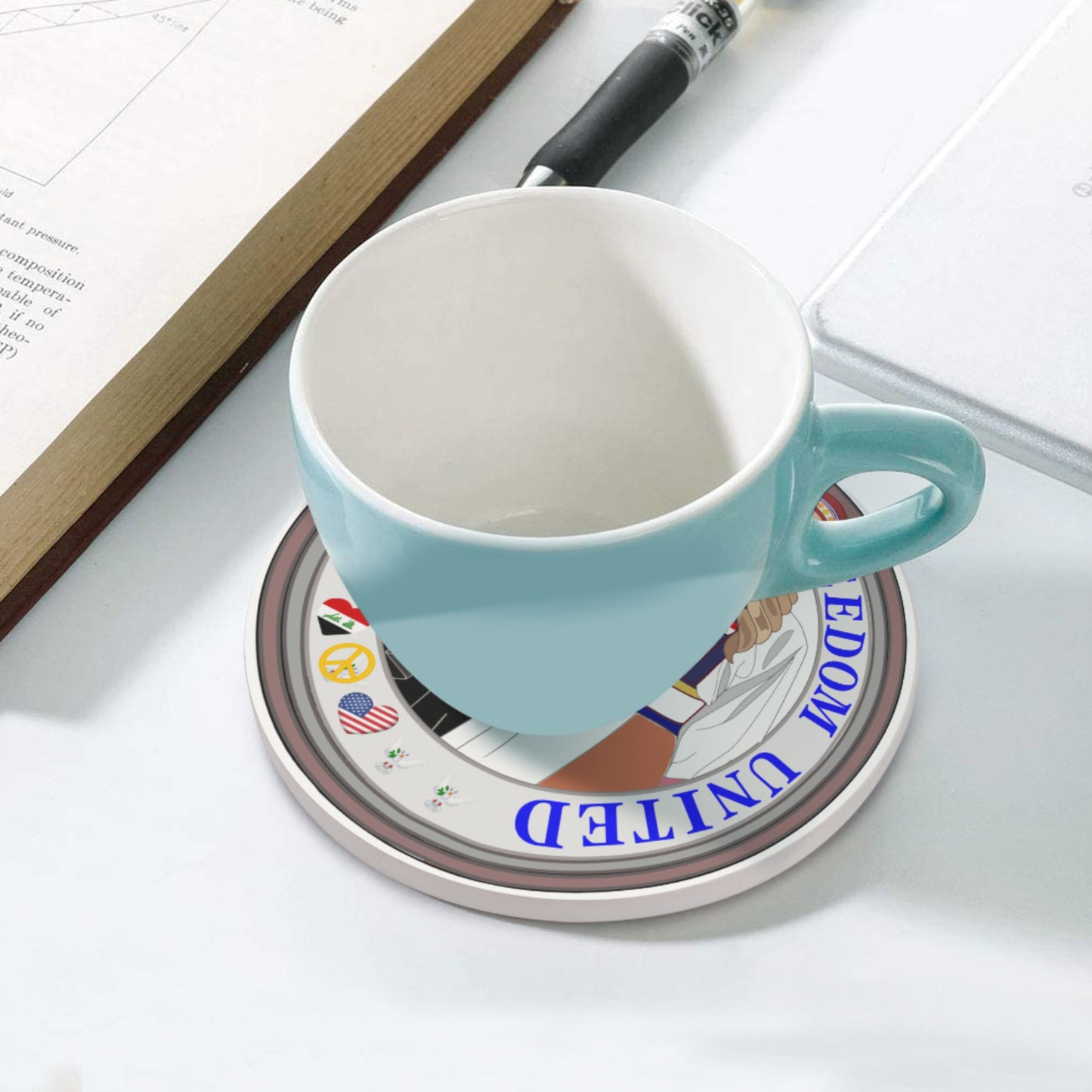 Ceramic Coaster GLOBAL FREEDOM UNITED© Women Iraq & USA