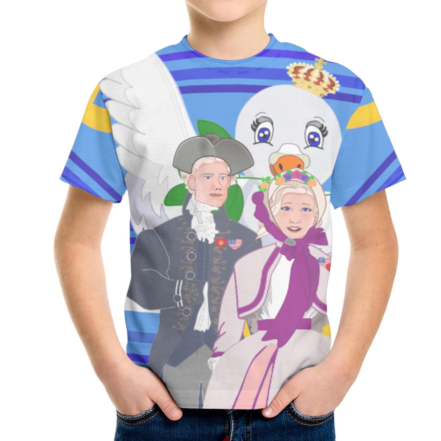 Kid´s T-shirt GLOBAL FREEDOM UNITED© Couple USA V3 Deep Blue