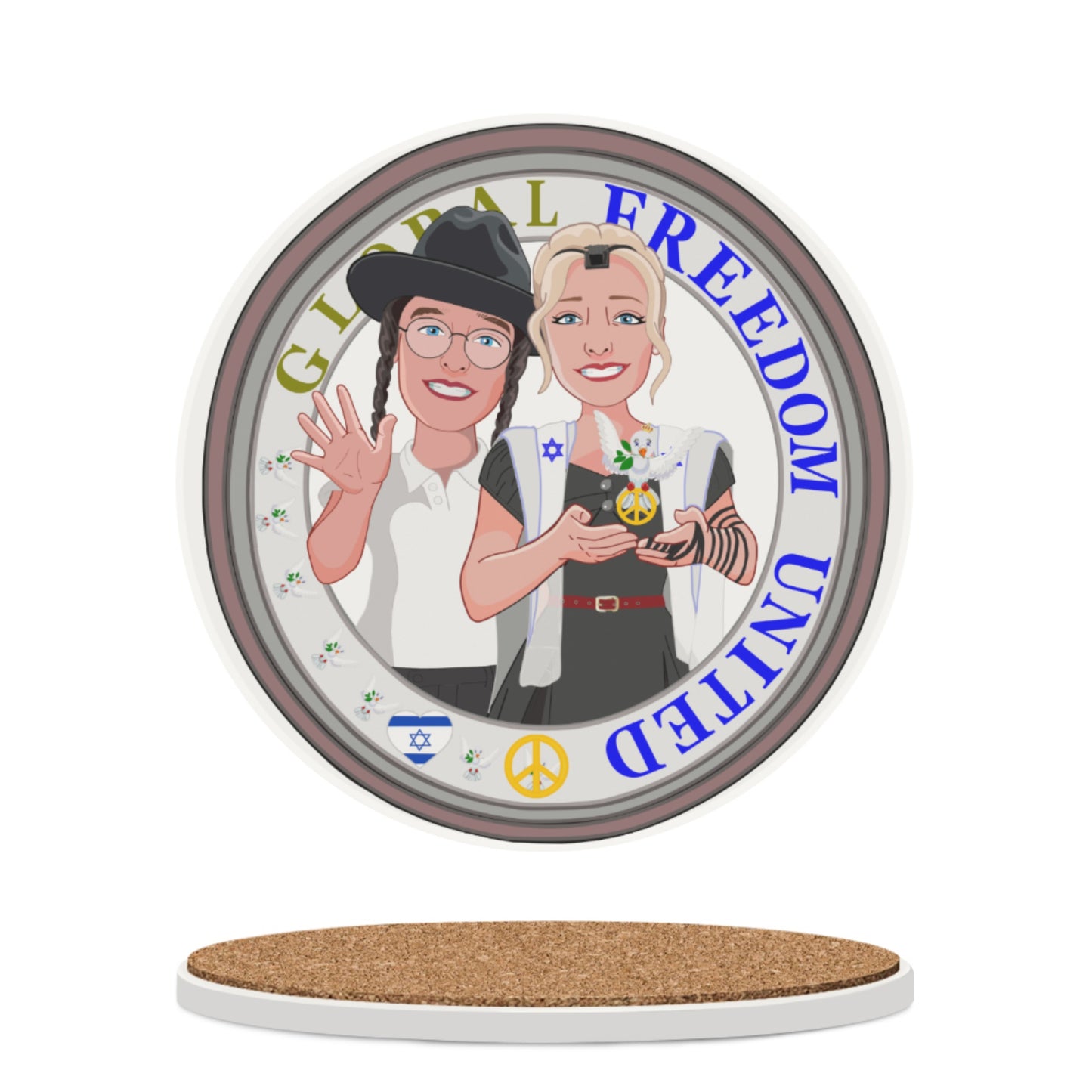 Ceramic Coasters Global Freedom United© Couple Israel