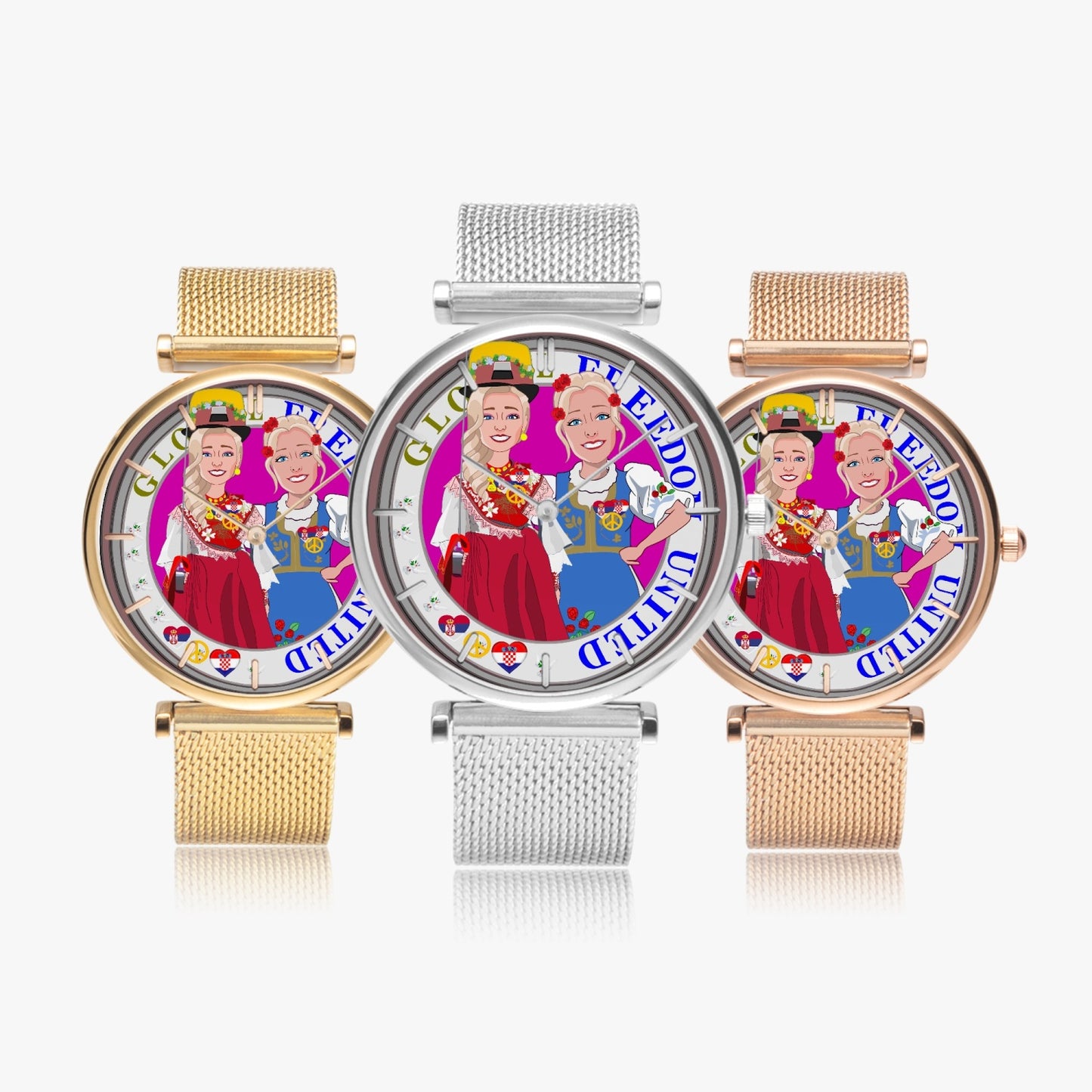 GLOBAL FREEDOM UNITED©  New Stylish Ultra-Thin Quartz Watch (With Indicators) Women Croatia & Serbia V1