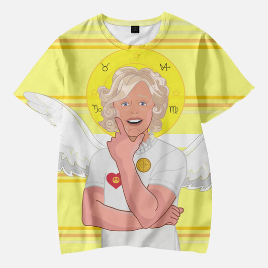 AOP Kids' Short T-Shirts GLOBAL FREEDOM UNITED© ARCHANGEL GABRIEL GERMAN YELLOW