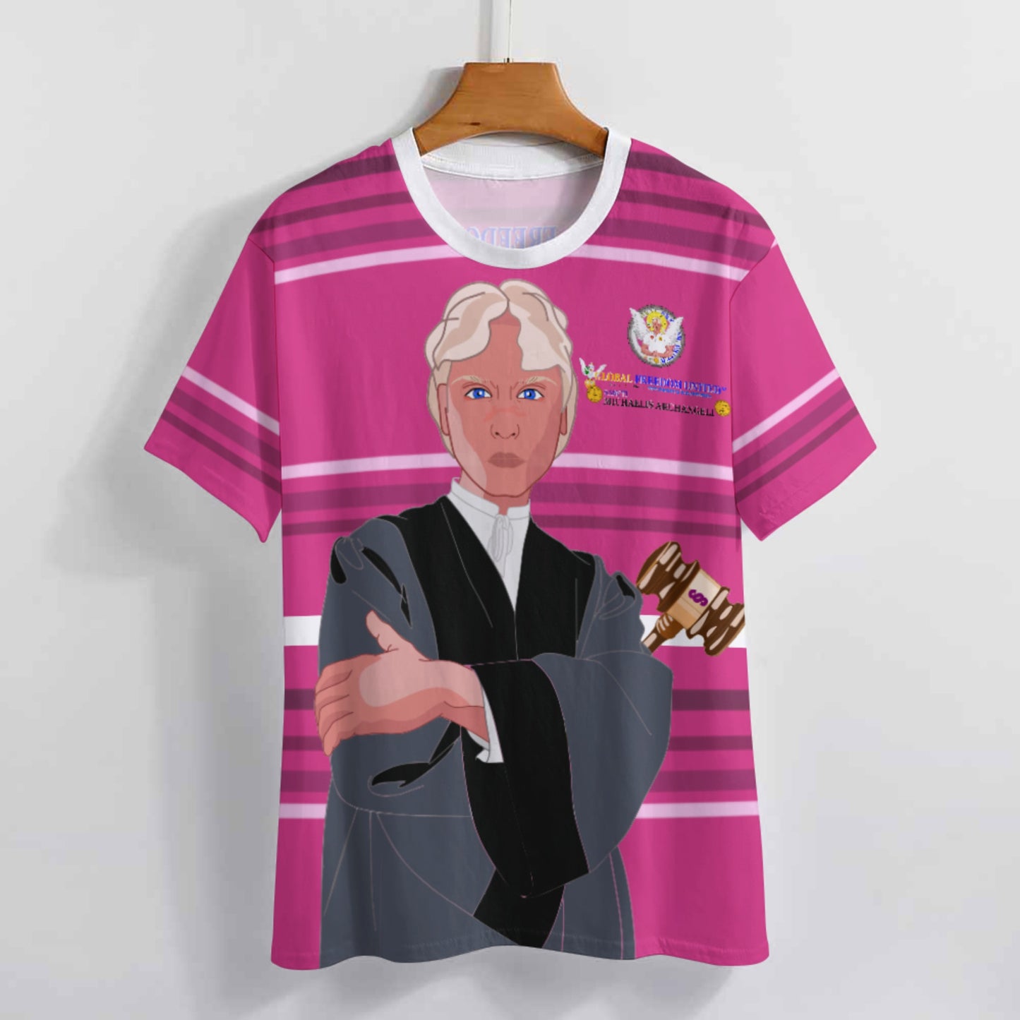 Women´s T-shirt  Global Freedom United© Archangel Michael In Latin V5 Pink2