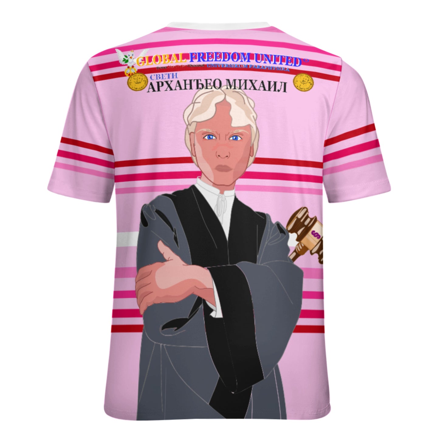 Women´s T-shirt  GLOBAL FREEDOM UNITED© Archangel Michael Serbia V5 Pink1
