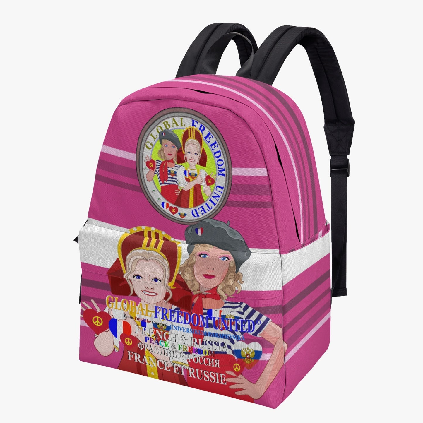 GLOBAL FREEDOM UNITED WOMEN FRENCH & RUSSIA OLD PEACE  PINK All-over-print Canvas Backpack