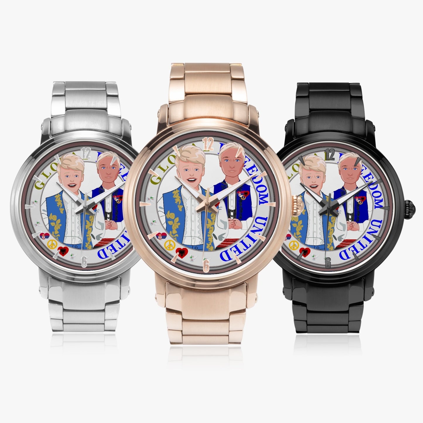 GLOBAL FREEDOM UNITED© New Steel Strap Automatic Watch (With Indicators) Men Albania & Serbia