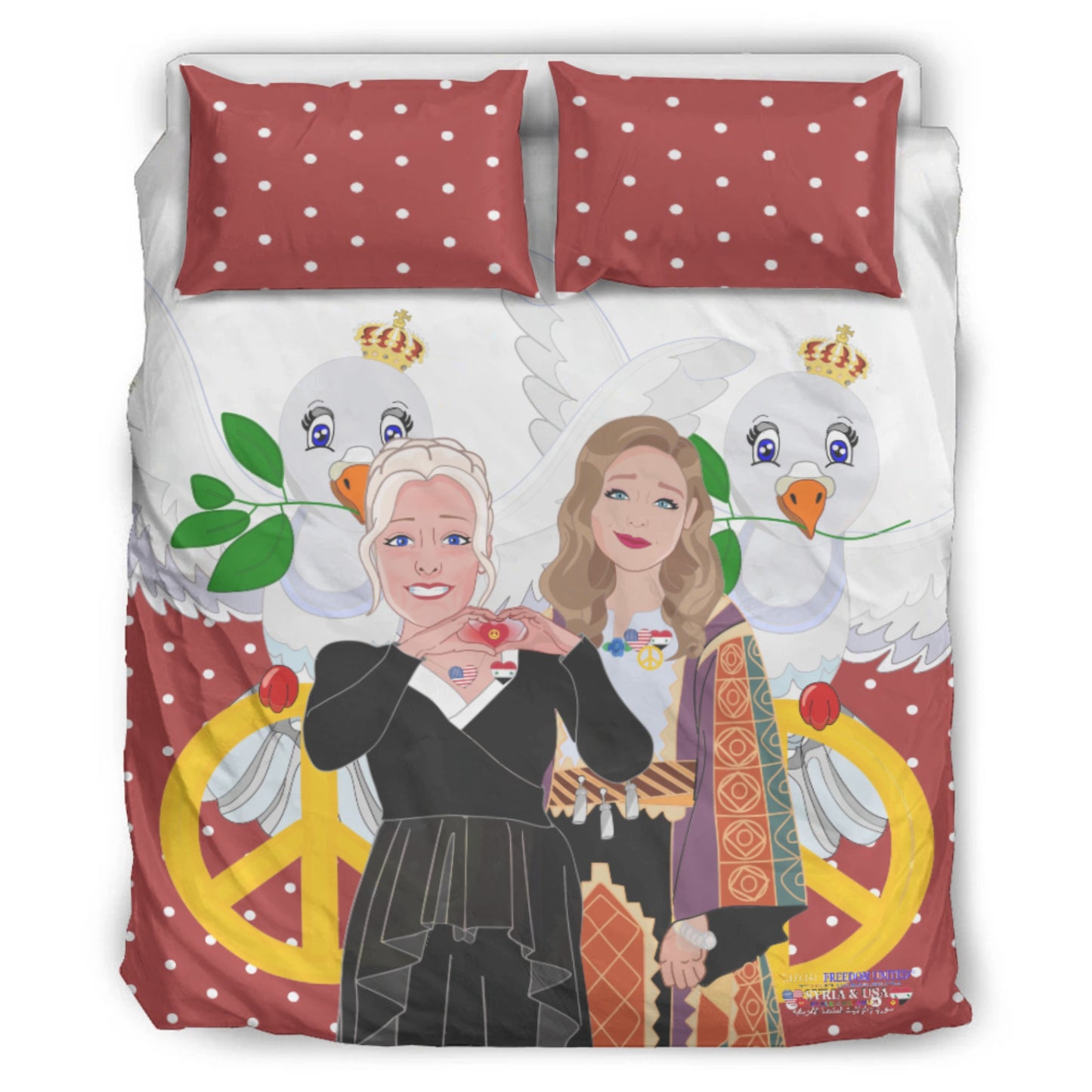 Bed Line GLOBAL FREEDOM UNITED© Women Syria & USA Red