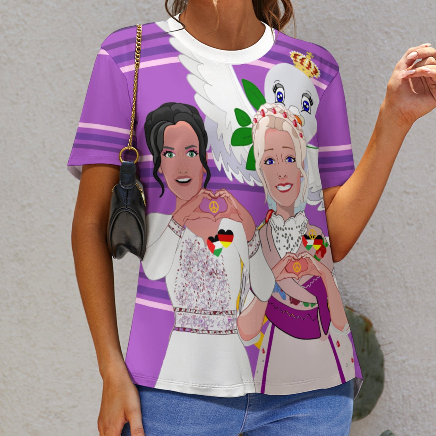 Women´s T-shirt 2 GLOBAL FREEDOM UNITED© Women Palestina & Germany Lilac