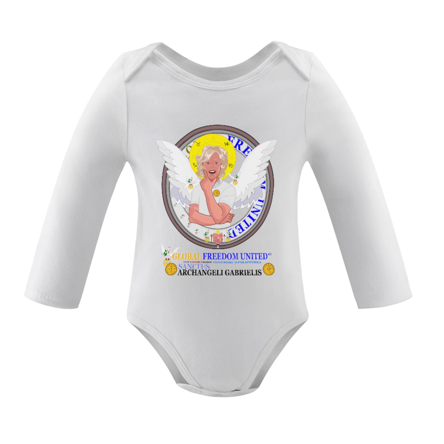 Baby Long-sleeve Bodysuit GLOBAL FREEDOM UNITED© Archangel Gabriel Latin