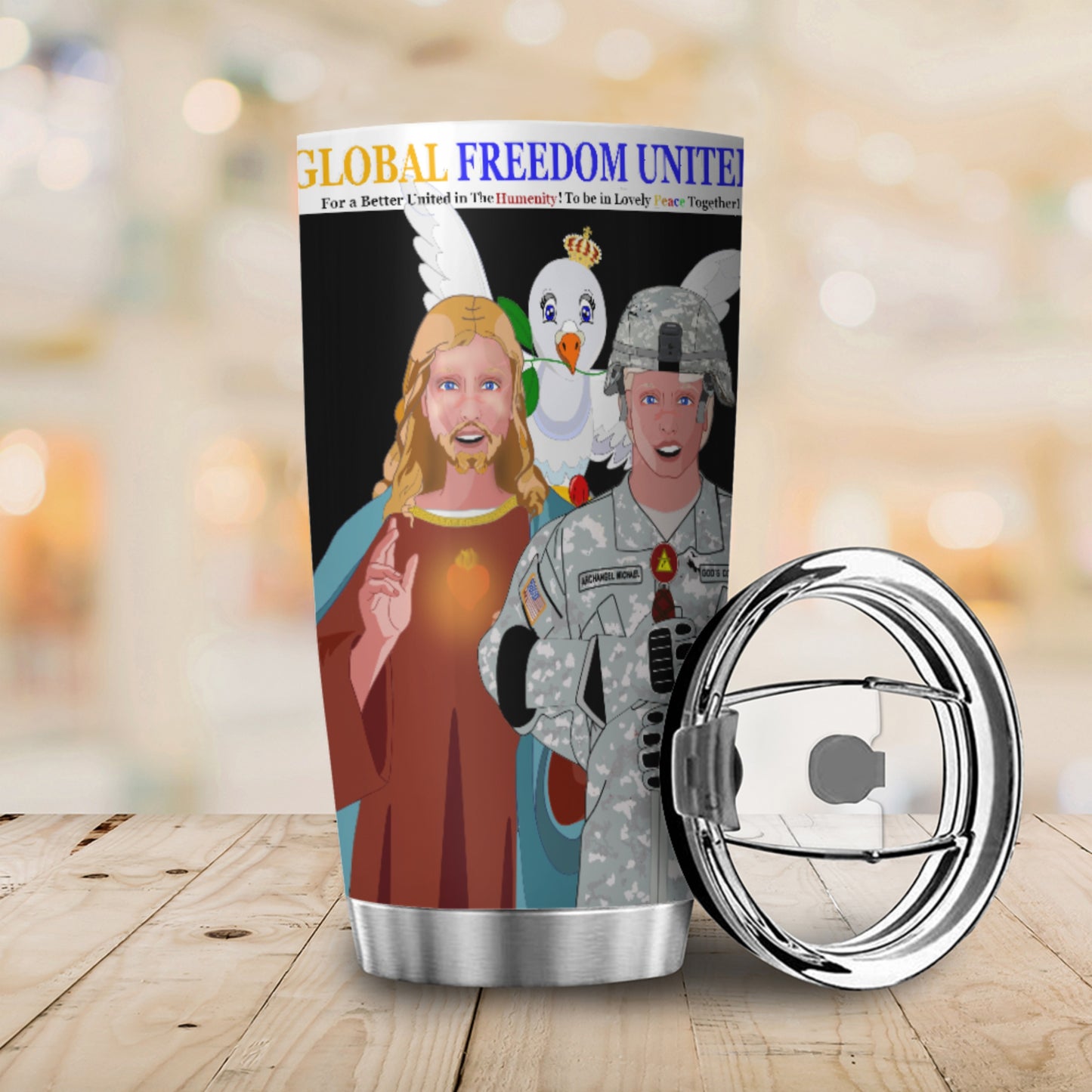 Tumbler GLOBAL FREEDOM UNITED© Jesus Is The Biggest Hero Black For US American Soldiers Men Black