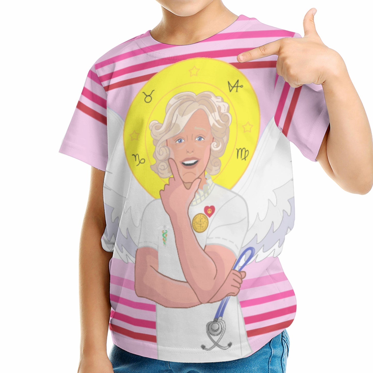 Kid´s T-shirt 2 GLOBAL FREEDOM UNITED© Archangel Gabriel Serbia Pink1