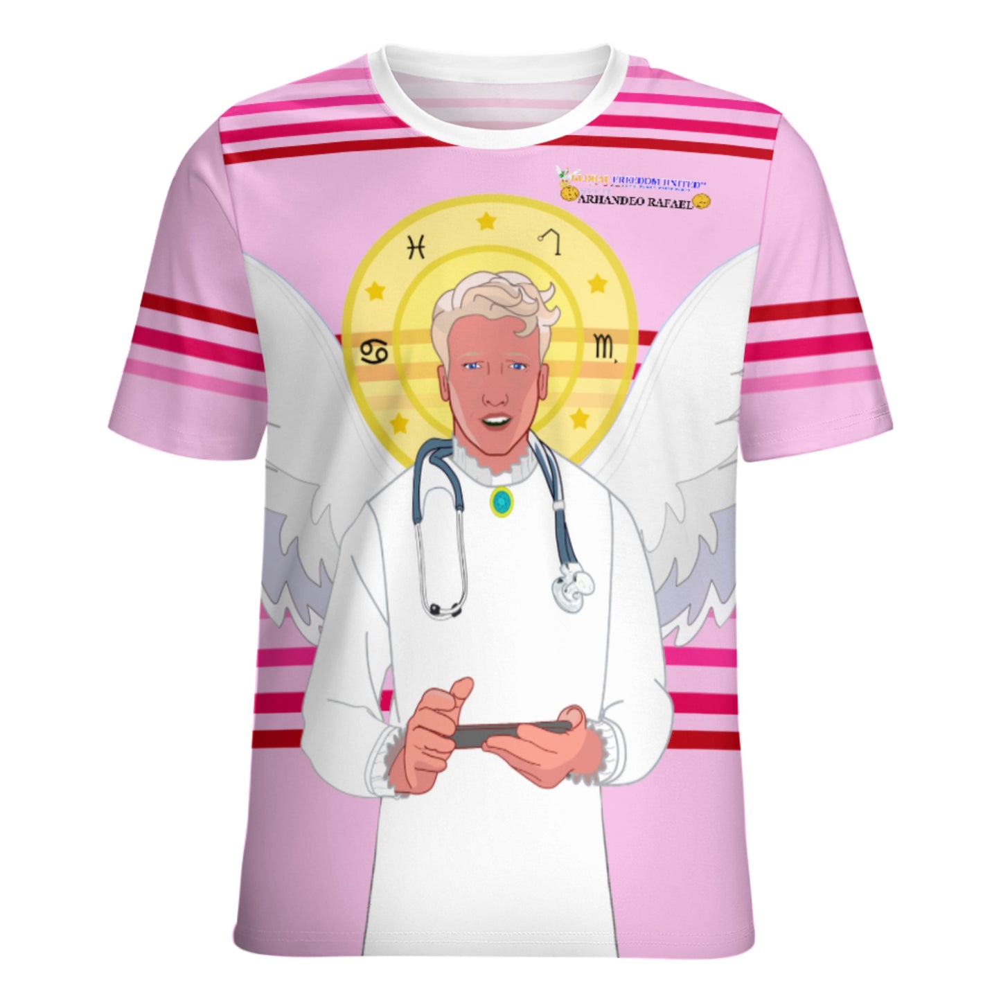 Women´s T-shirt GLOBAL FREEDOM UNITED© Archangel Rafael Croatia Pink1