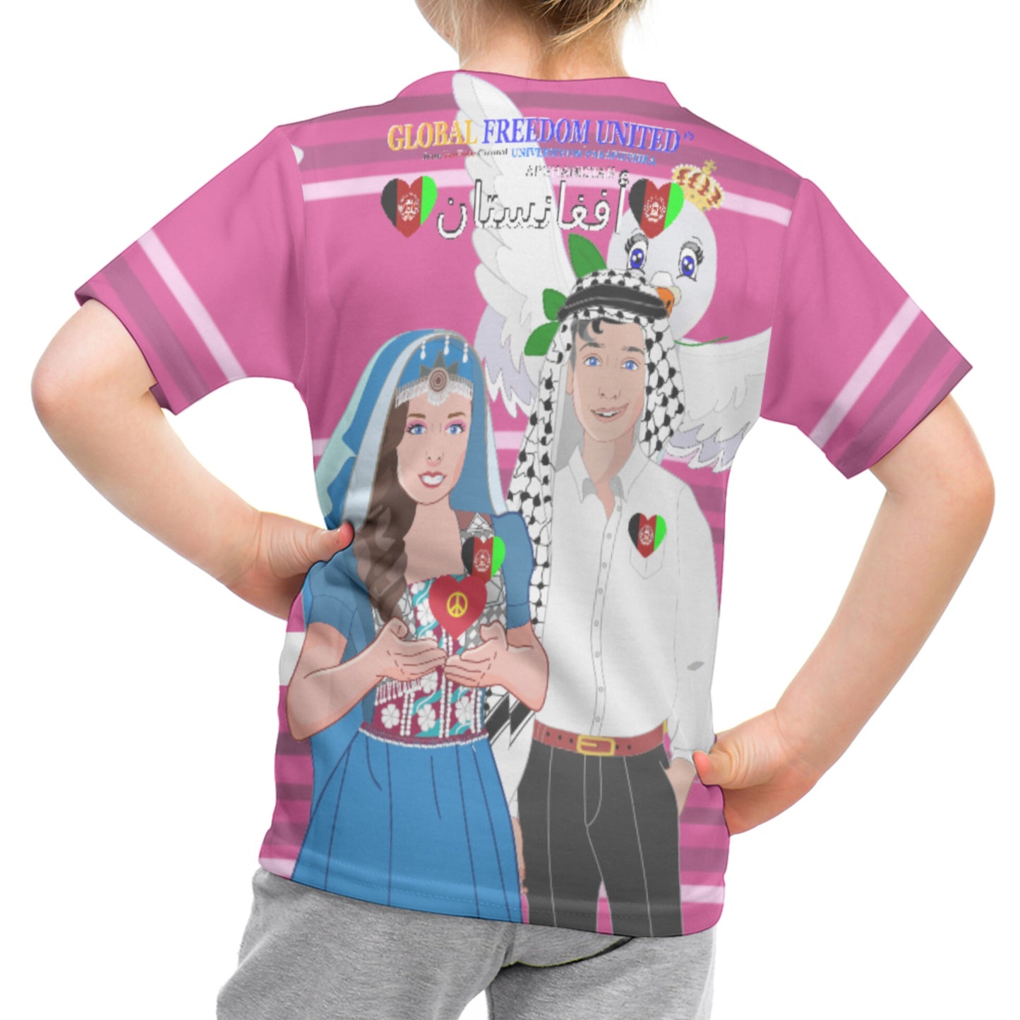 Kid´s T-shirt GLOBAL FREEDOM UNITED© Couple Afghanistan Pink 2