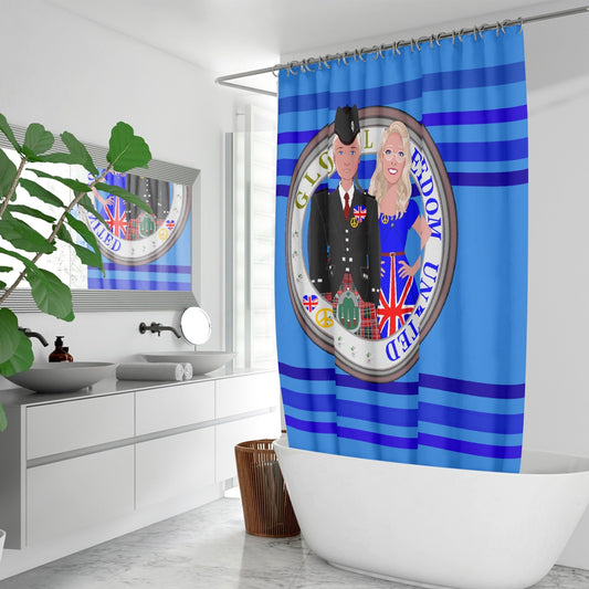 GLOBAL FREEDOM UNITED© Couple England Deep Blue - Quick-drying Shower Curtain