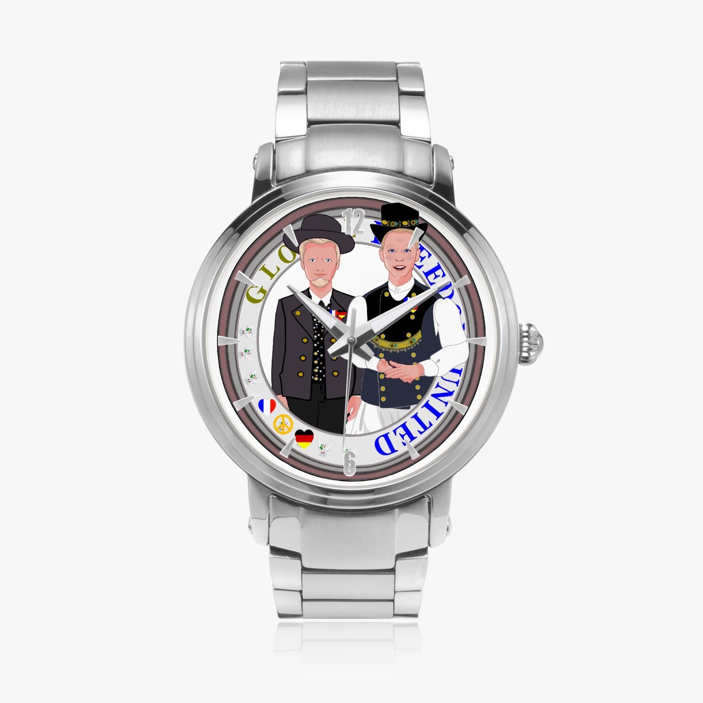 GLOBAL FREEDOM UNITED© New Steel Strap Automatic Watch (With Indicators) Men French & Germany