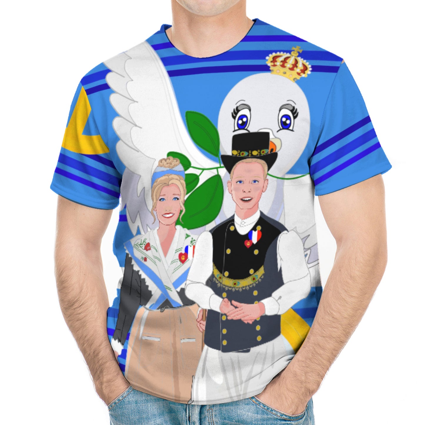 Men´s T-shirt GLOBAL FREEDOM UNITED© Couple French Deep Blue