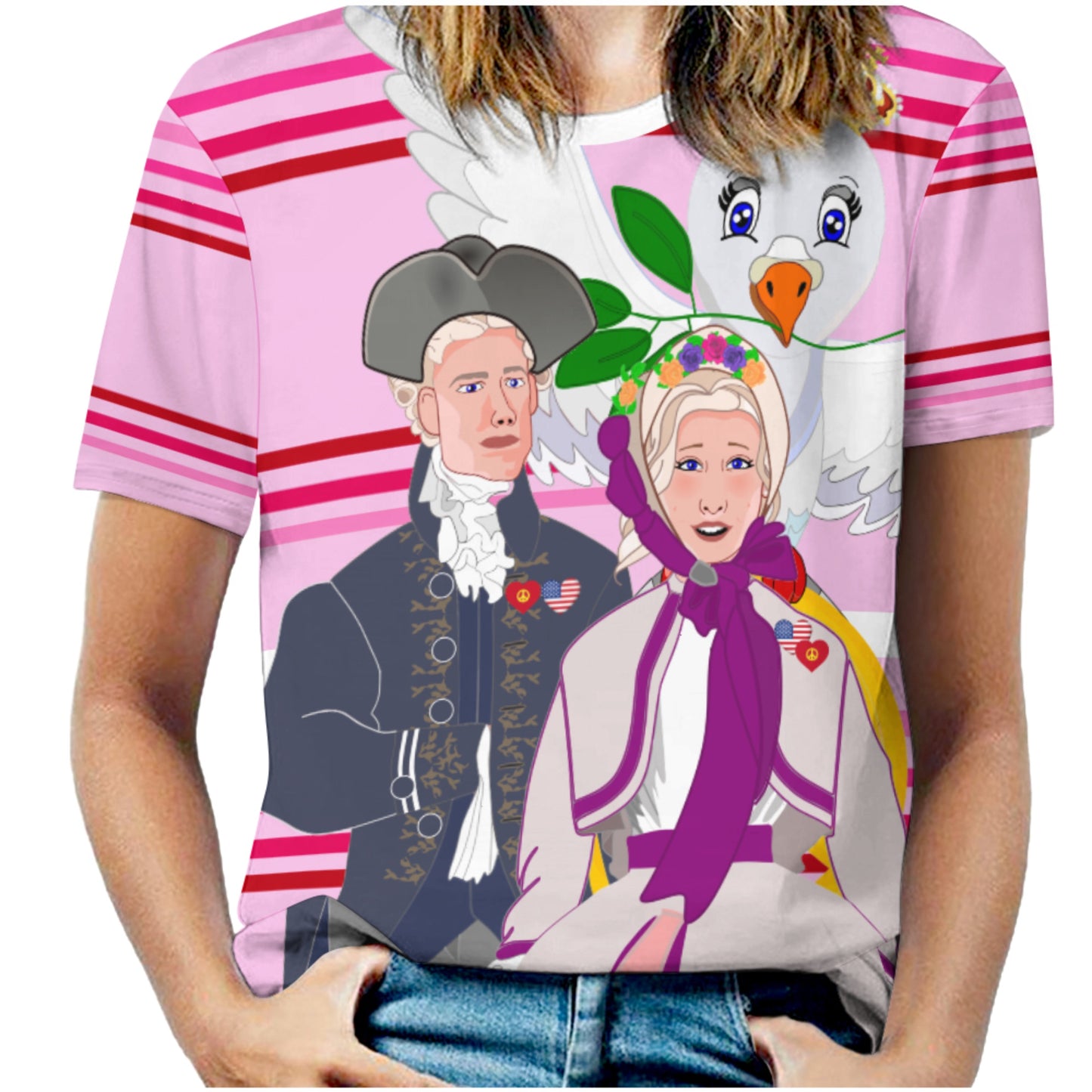 Women´s T-shirt GLOBAL FREEDOM UNITED© Couple USA V3 Pink1