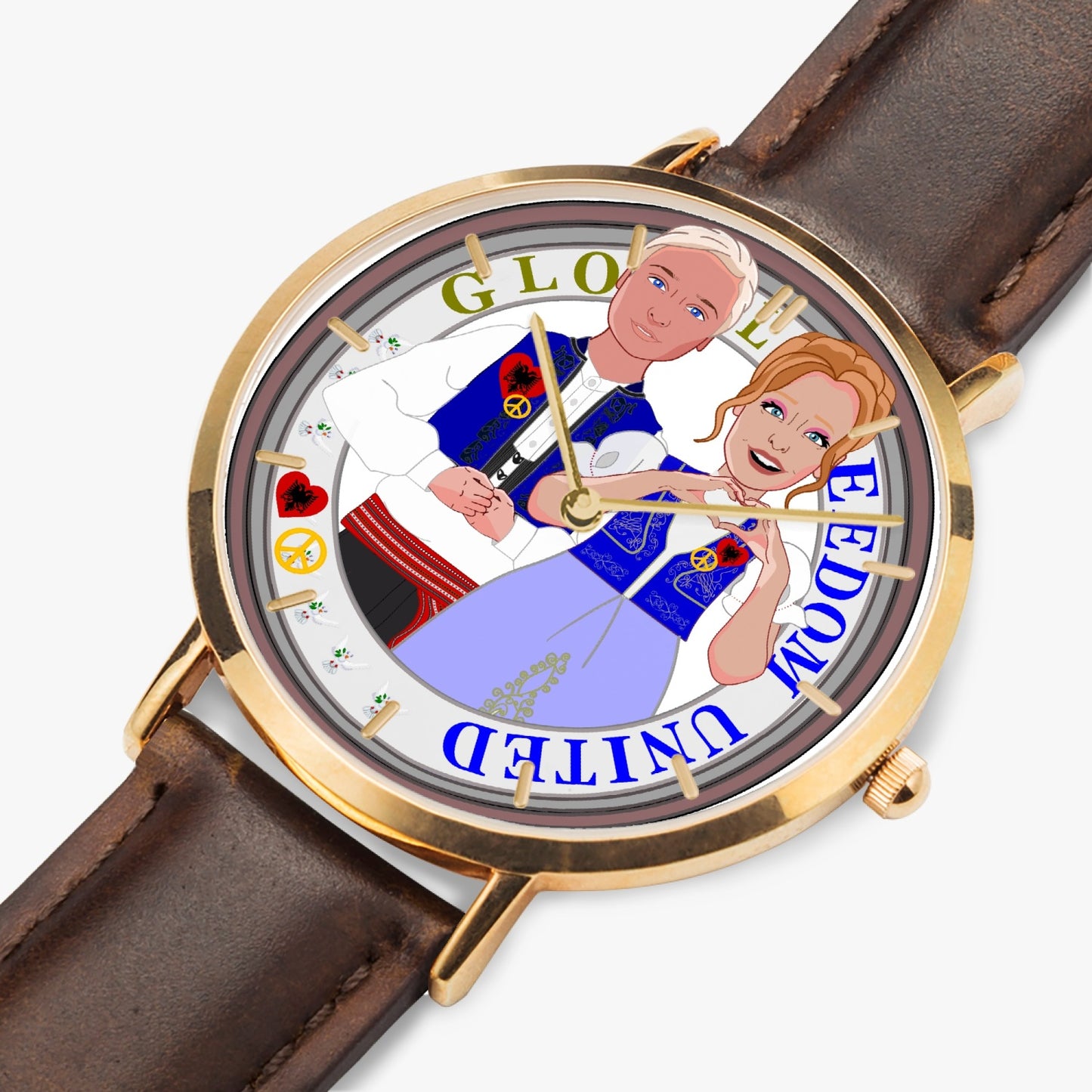 Hot Selling Ultra-Thin Leather Strap Quartz Watch (Rose Gold With Indicators)  GLOBAL FREEDOM UNITED©  COUPLE ALGANIA