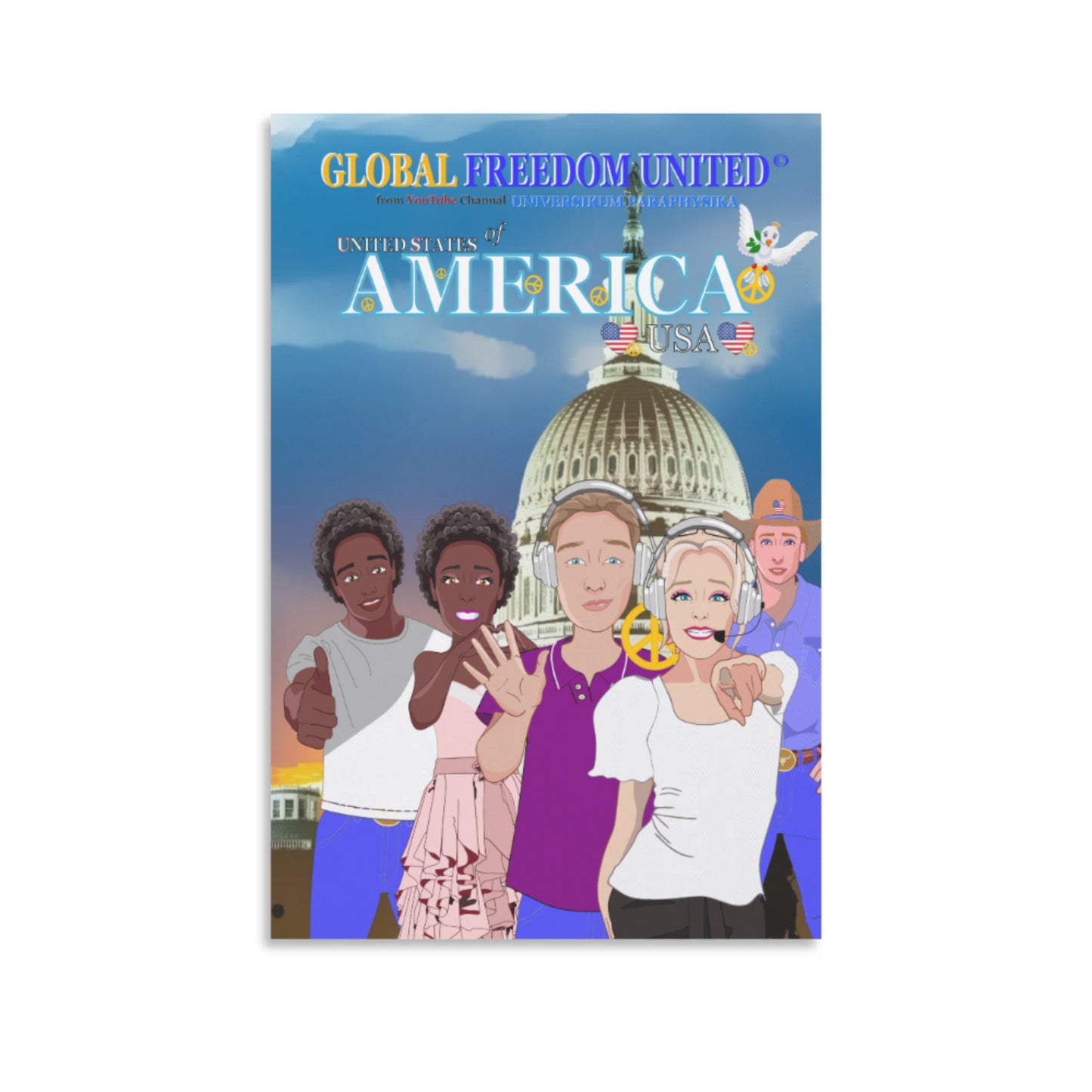 Poster GLOBAL FREEDOM UNITED© United States Of America