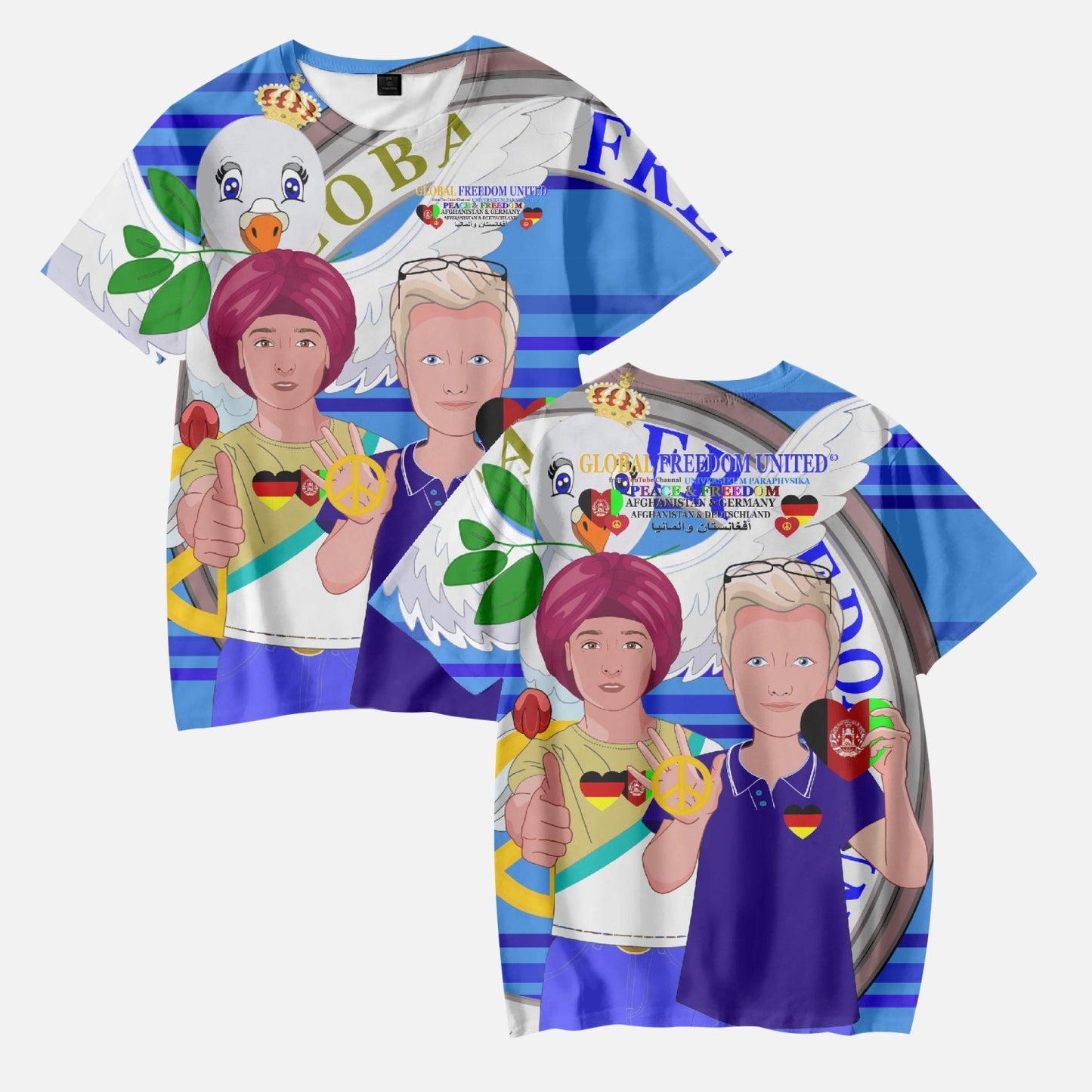 AOP Kids' Short T-Shirts GLOBAL FREEDOM UNITED BOY AFGHANISTAN & GERMANY DEEP BLUE