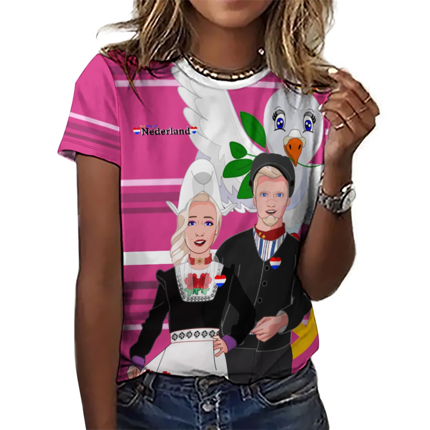 Women´s T-shirt 2 GLOBAL FREEDOM UNITED© Couple Nederland Pink