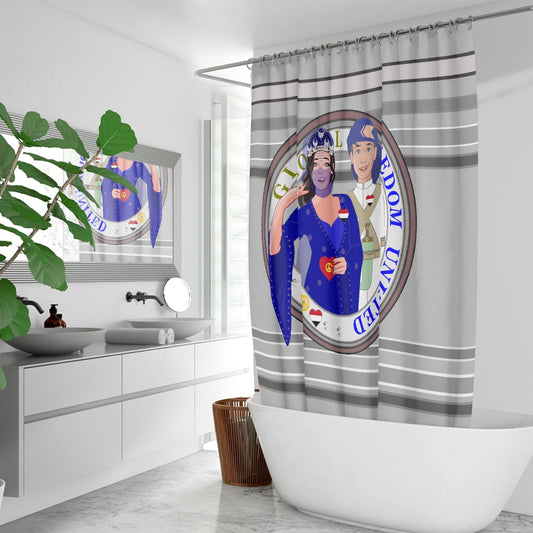 GLOBAL FREEDOM UNITED© Couple Yemen Grey - Quick-drying Shower Curtain