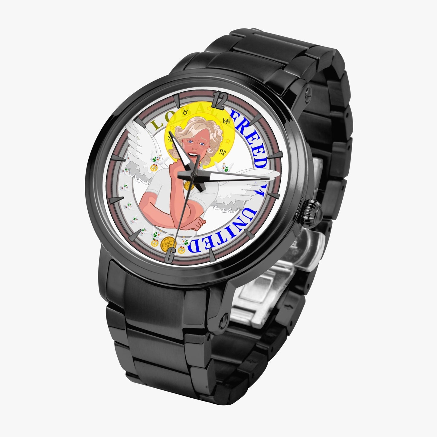 New Steel Strap Automatic Watch (With Indicators) GLOBAL FREEDOM UNITED© ARCHANGEL GABRIEL