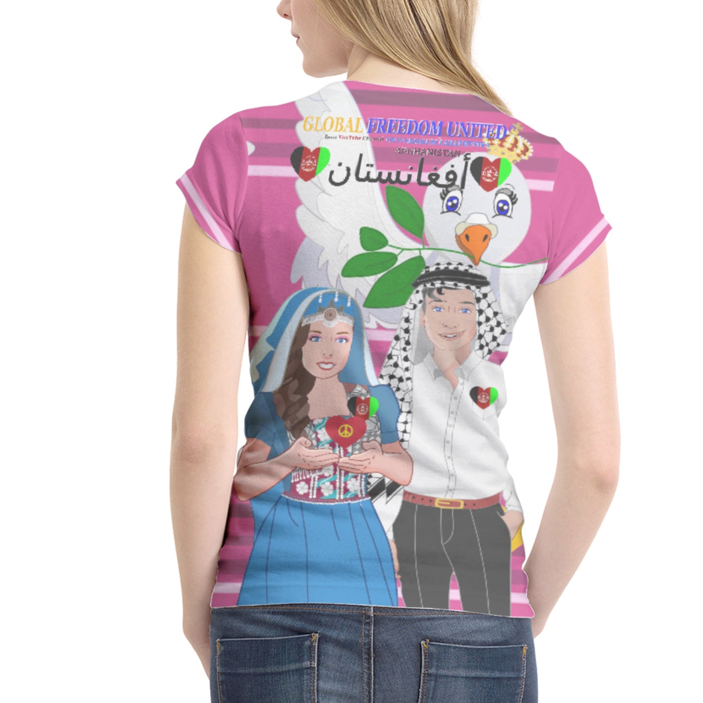 Women´s T-shirt 1 GLOBAL FREEDOM UNITED© Couple Afghanistan Pink 2