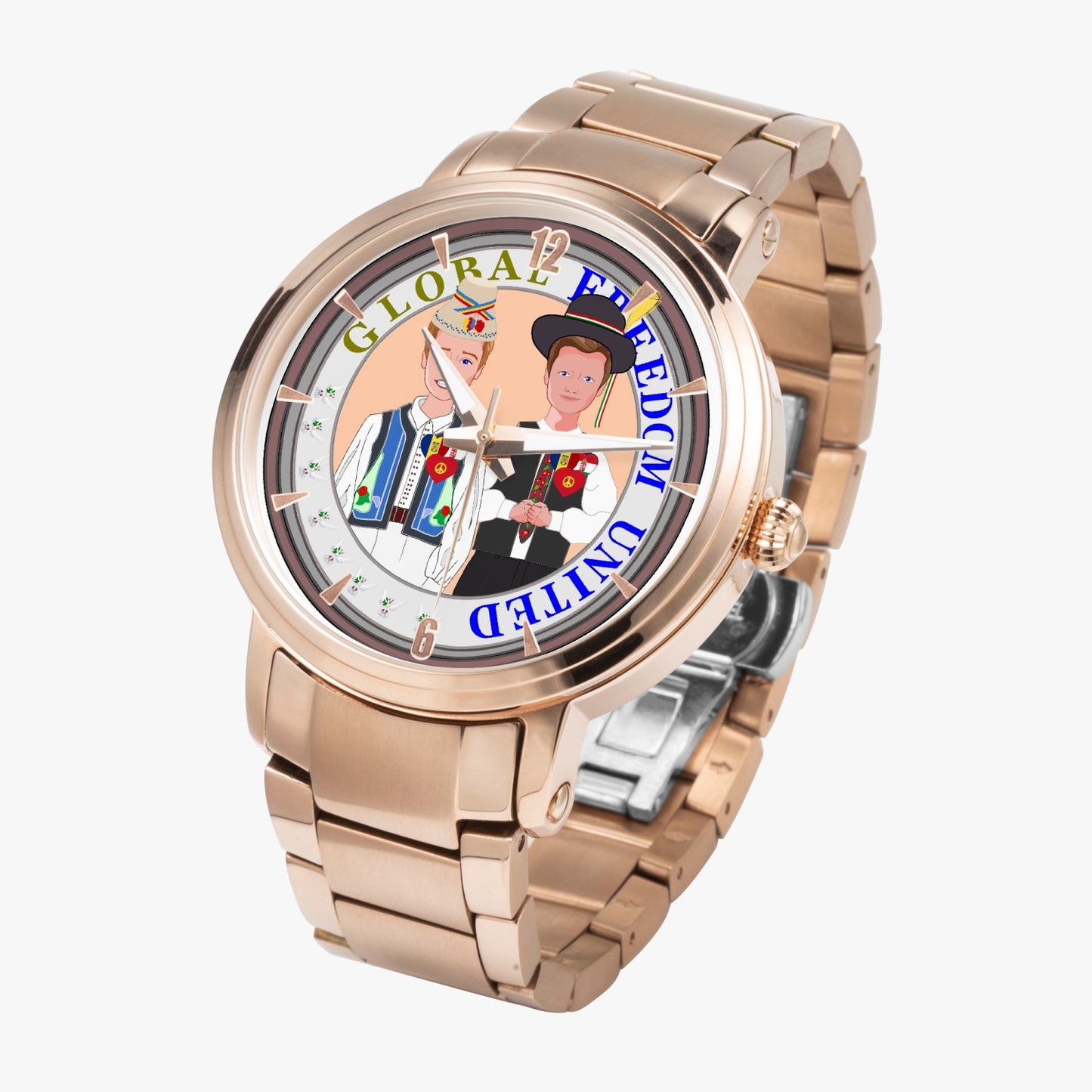 GLOBAL FREEDOM UNITED© New Steel Strap Automatic Watch (With Indicators) Men Romania & Hungary