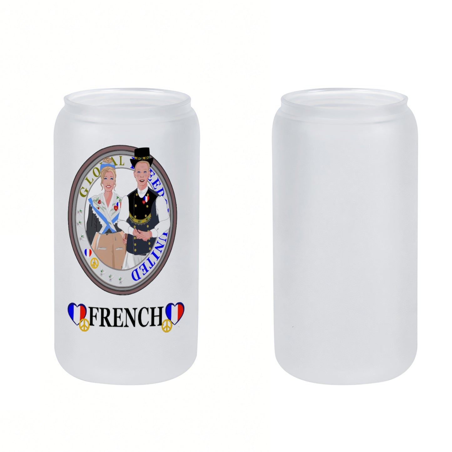 Frosted Glass Pipette Cup GLOBAL FREEDOM UNITED© Couple French