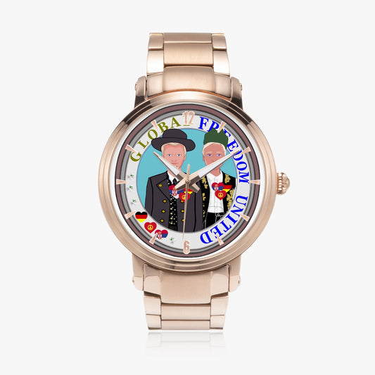 New Steel Strap Automatic Watch (With Indicators) GLOBAL FREEDOM UNITED© Men Serbia & Germany
