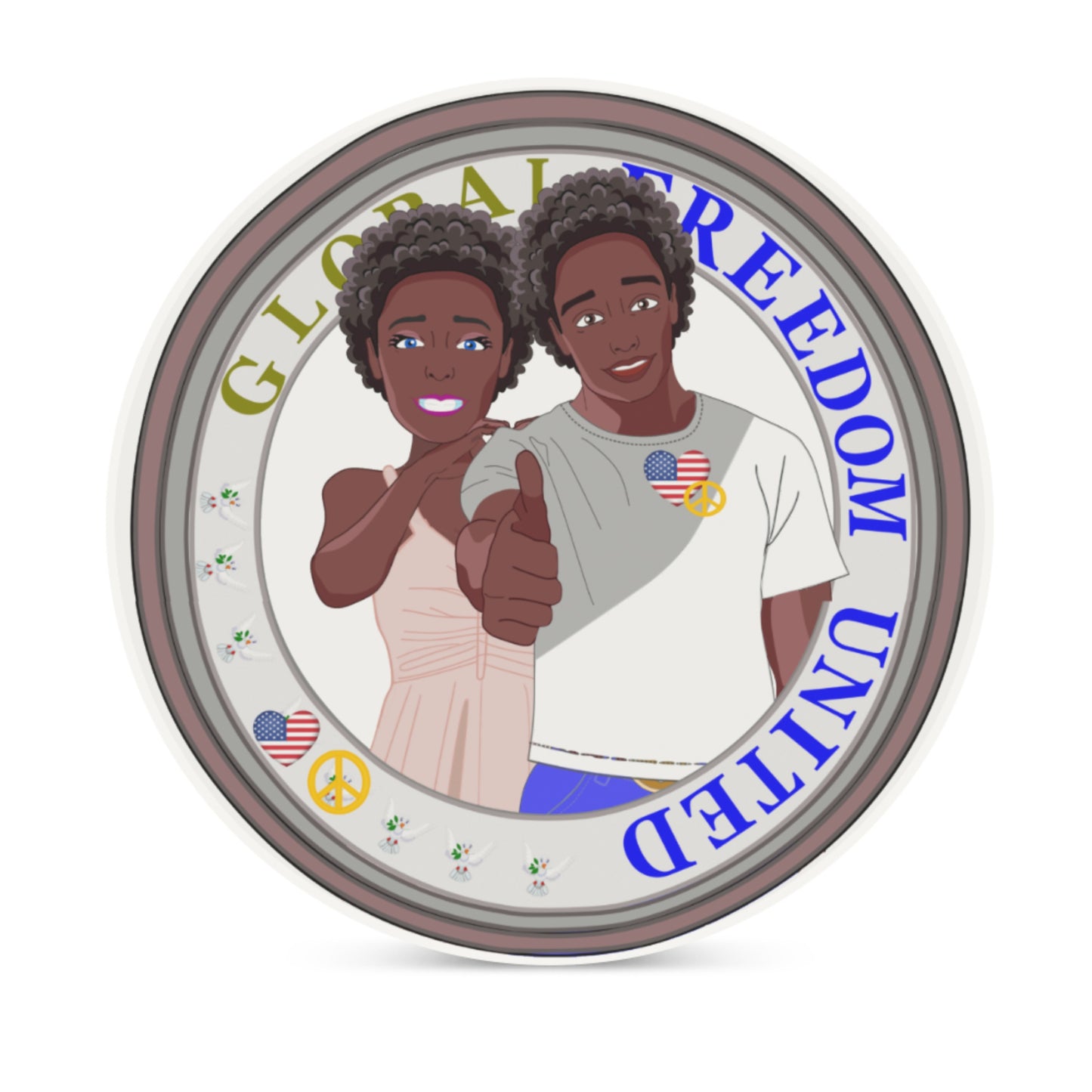 Ceramic Coasters GLOBAL FREEDOM UNITED© Couple USA Afro American