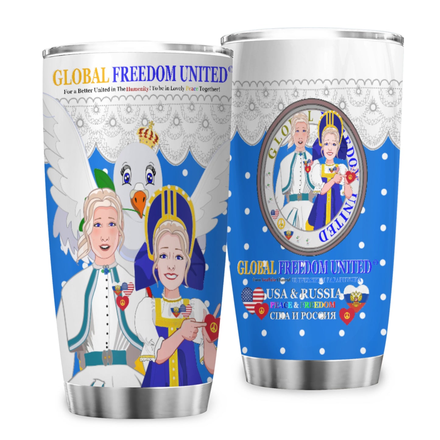 Tumbler GLOBAL FREEDOM UNITED© Women Russia & USA Blue