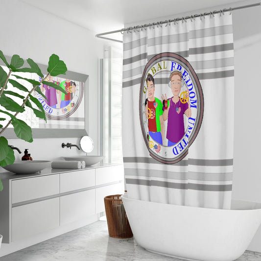 Quick-drying Shower Curtain GLOBAL FREEDOM UNITED© Women Afghanistan & USA Grey