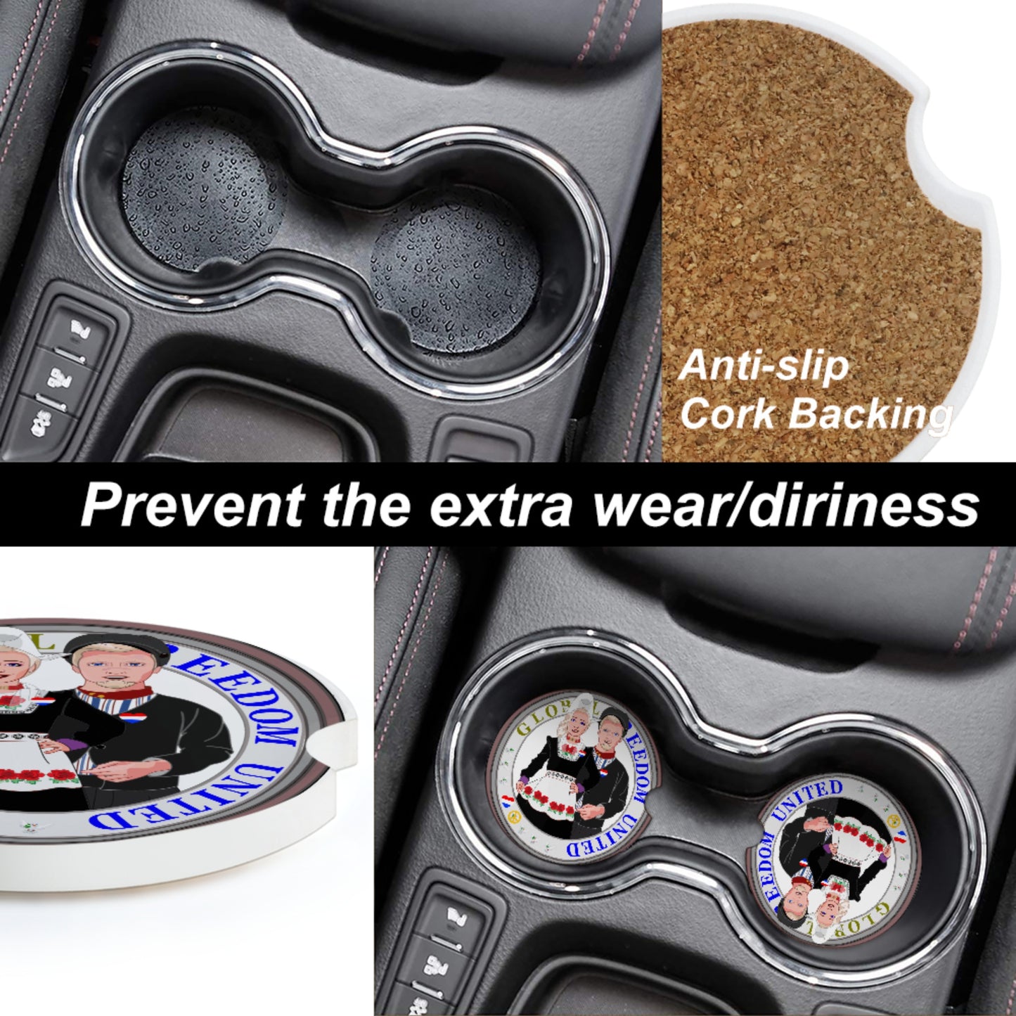 Ceramic Car Coaster GLOBAL FREEDOM UNITED© Couple Nederland