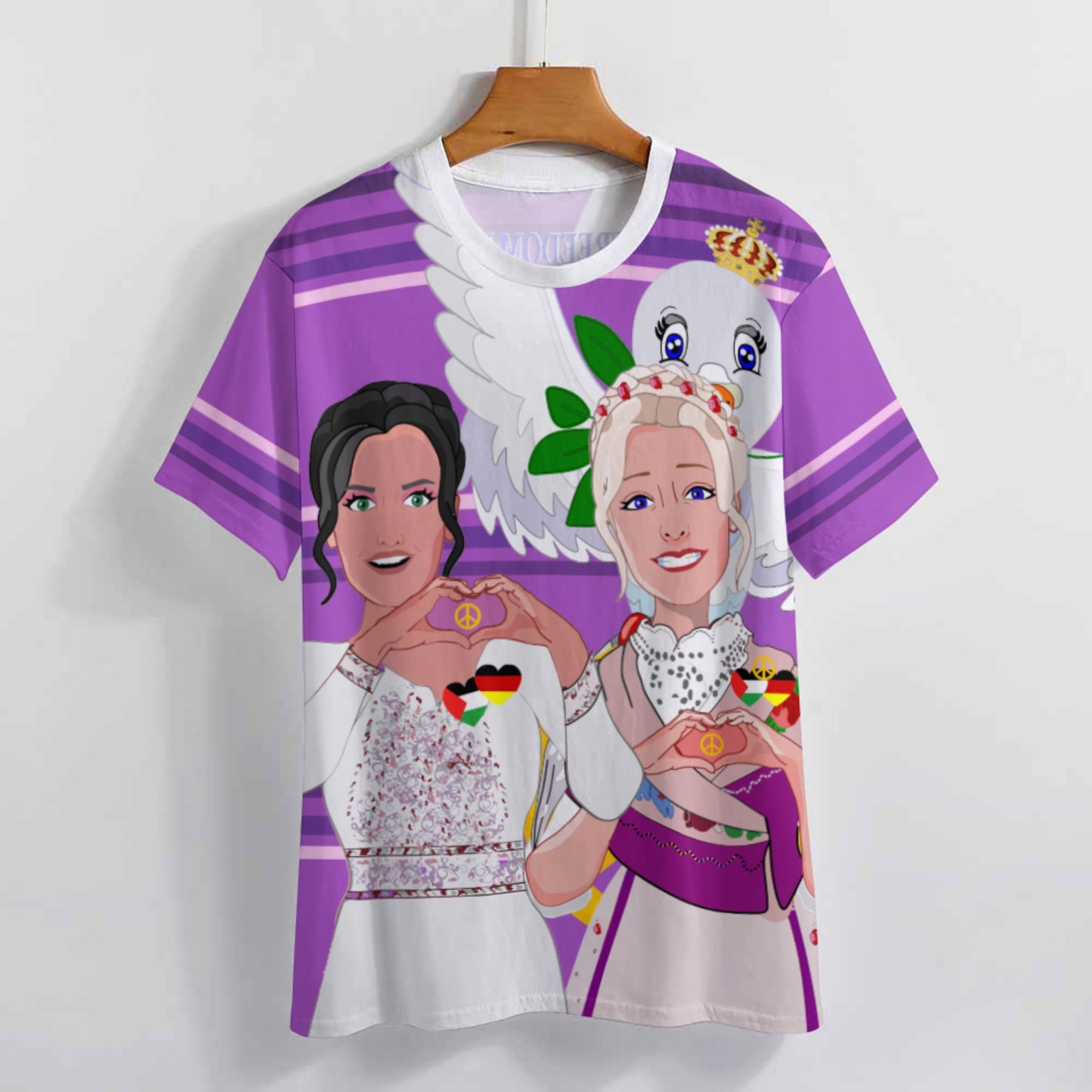 Women´s T-shirt 2 GLOBAL FREEDOM UNITED© Women Palestina & Germany Lilac