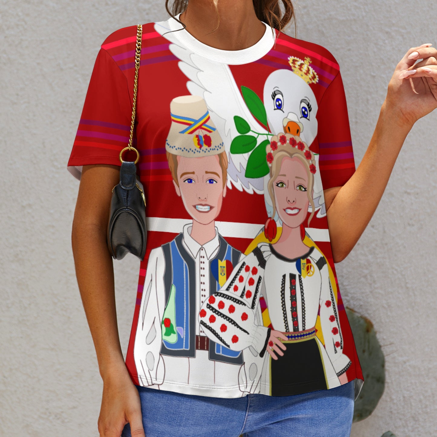 Women´s T-shirt GLOBAL FREEDOM UNITED© Couple Romania Red