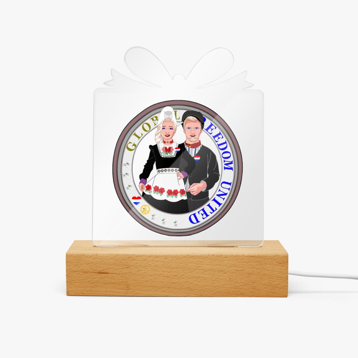 GLOBAL FREEDOM UNITED© Couple Nederland Acrylic Plaque with  Stand - Gift Shape