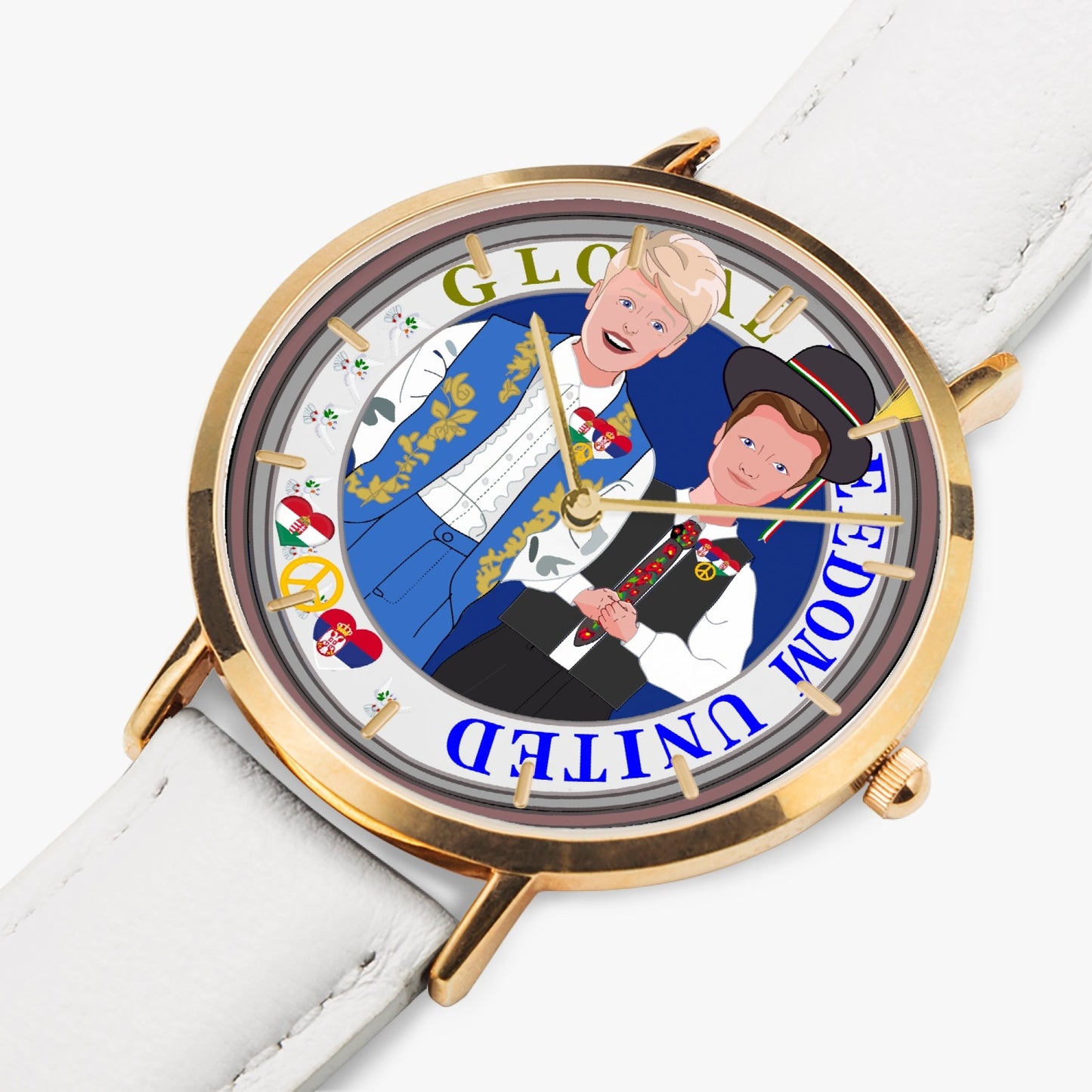 Hot Selling Ultra-Thin Leather Strap Quartz Watch (Rose Gold With Indicators) GLOBAL FREEDOM UNITED© MEN SERBIA & HUNGARY