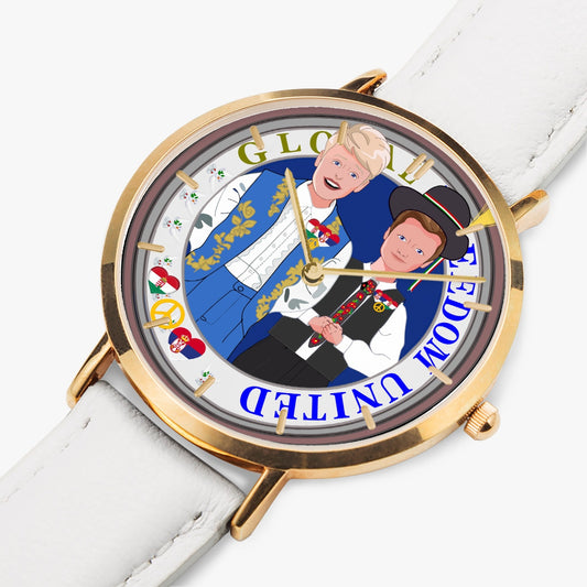 Hot Selling Ultra-Thin Leather Strap Quartz Watch (Rose Gold With Indicators) GLOBAL FREEDOM UNITED© MEN SERBIA & HUNGARY