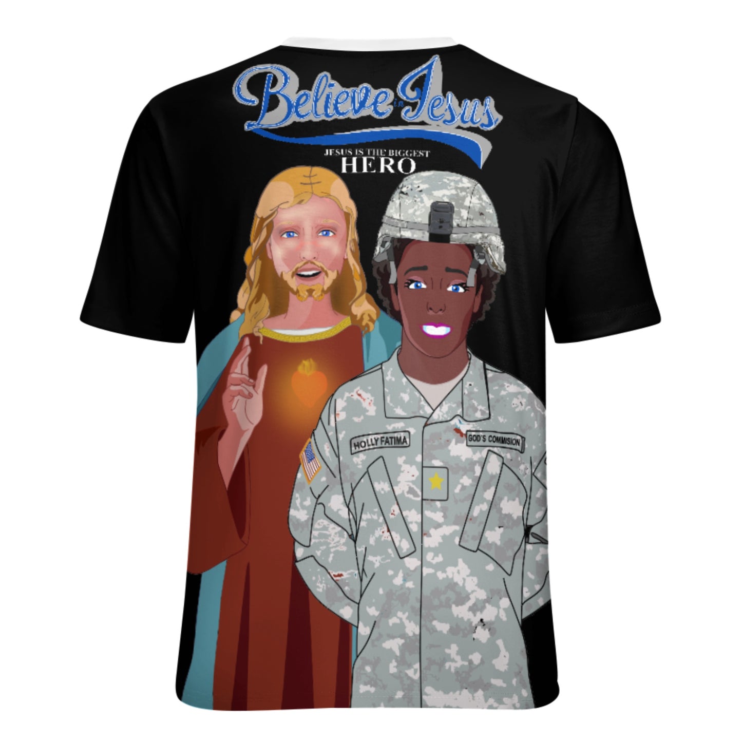 Women´s Black T-shirt Black GLOBAL FREEDOM UNITED© Jesus Christ For US American Hero Afro American Soldiers