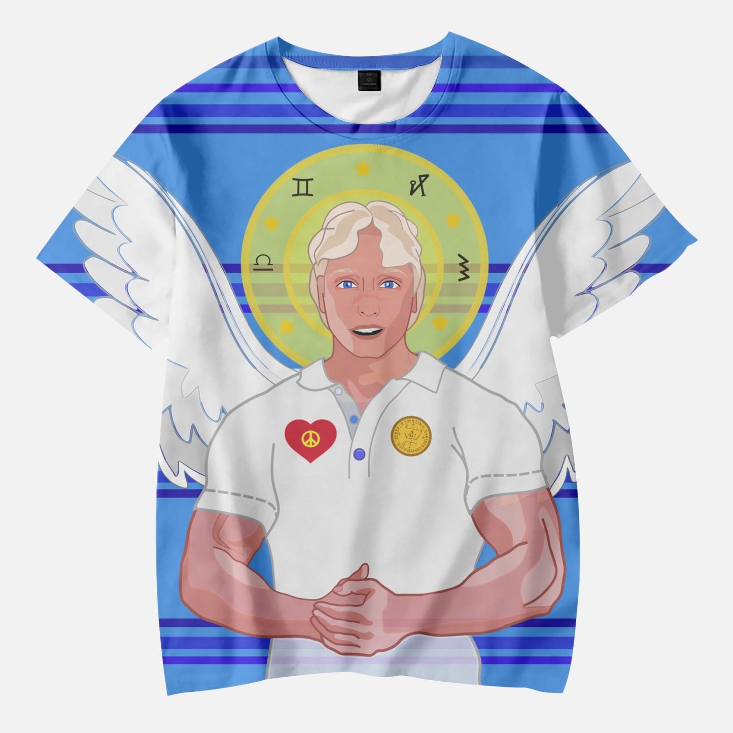 AOP Kids' Short T-Shirts GLOBAL FREEDOM UNITED ARCHANGEL MICHAEL HEBREW DEEP BLUE