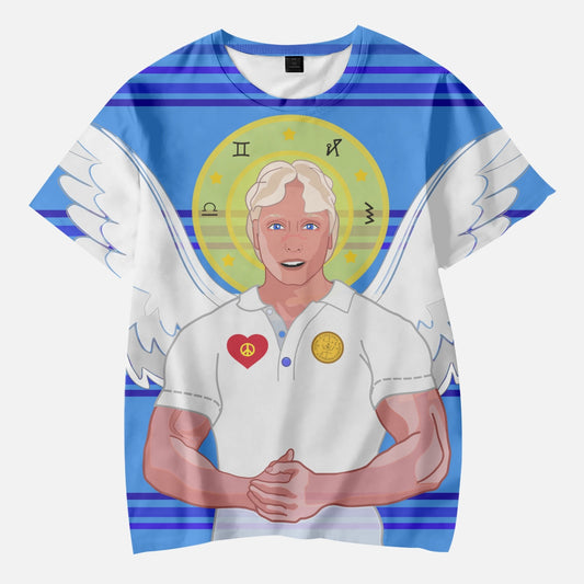 AOP Kids' Short T-Shirts GLOBAL FREEDOM UNITED ARCHANGEL MICHAEL HEBREW DEEP BLUE