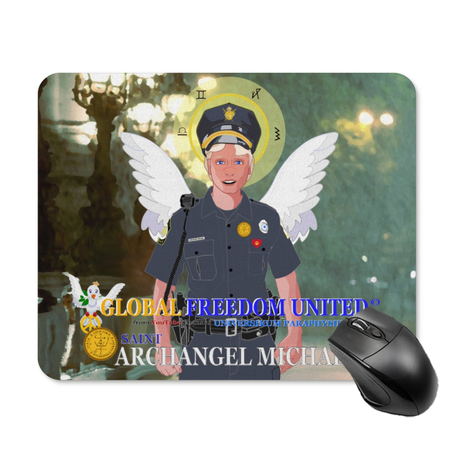 Mouse Pad  GLOBAL FREEDOM UNITED© Archangel Michael As Policemen