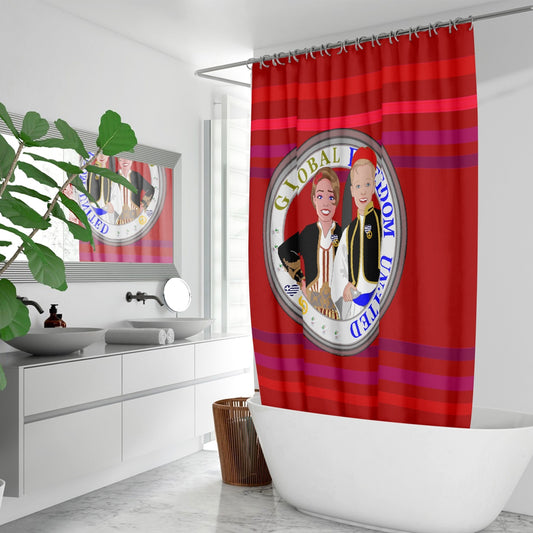GLOBAL FREEDOM UNITED© Couple Greece Red Quick-drying Shower Curtain